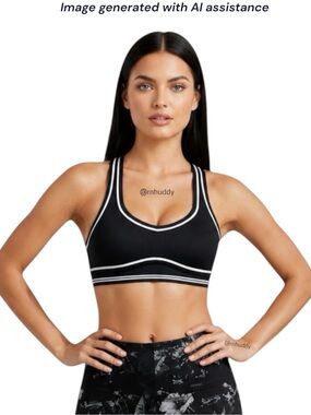 Move With You XS black white sweetheart sports bra